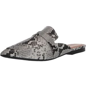 Esprit Black and Gray Snakeskin Mules